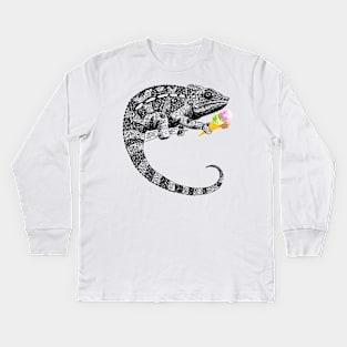 chameleon with ice cream Kids Long Sleeve T-Shirt